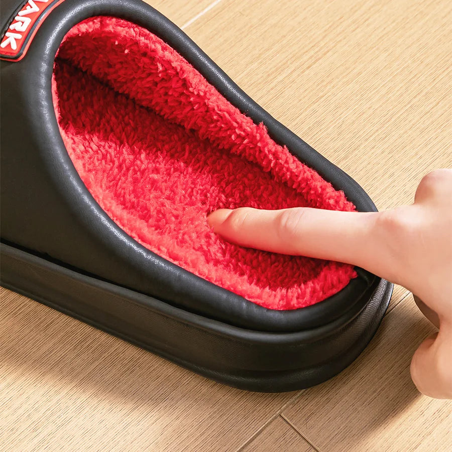 Warm Platform Slippers Men PU EVA Memory foam Soft Shark Cute Design Comfortable Non Slip House Shoes High Quality