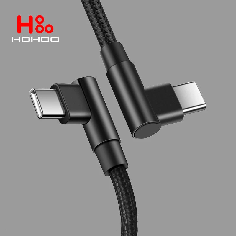 100W USB C To Type C PD Fast Charger Cable 90 Degree Angle Charging Cord Wire For iPhone, Samsung, pads, tablet