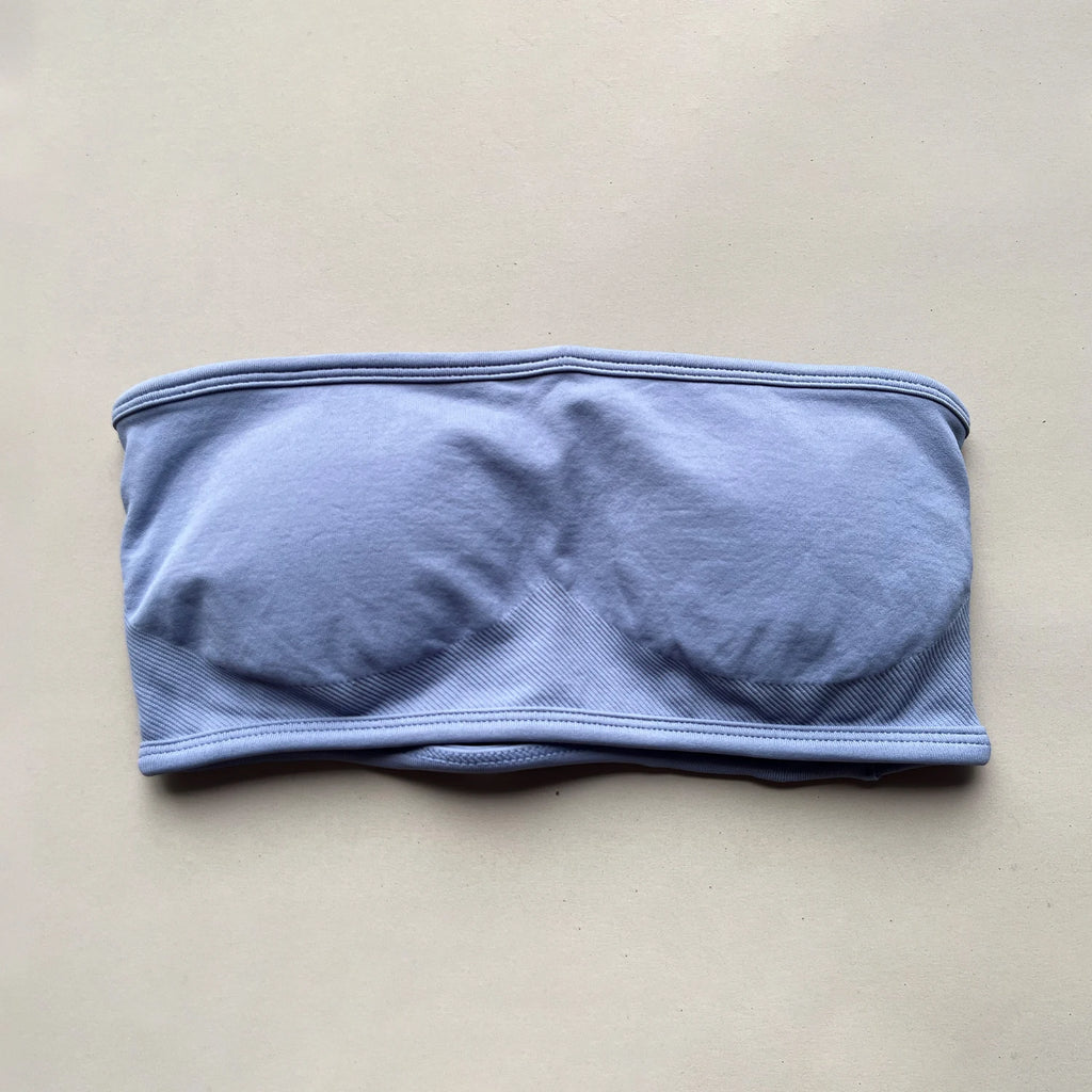 NO LOGO Backless Bandeau Sports Bra Gym Women Top Crop Tube Yoga Tops Halter Sports Seamless Bras Scrunch Workout Yoga Tank