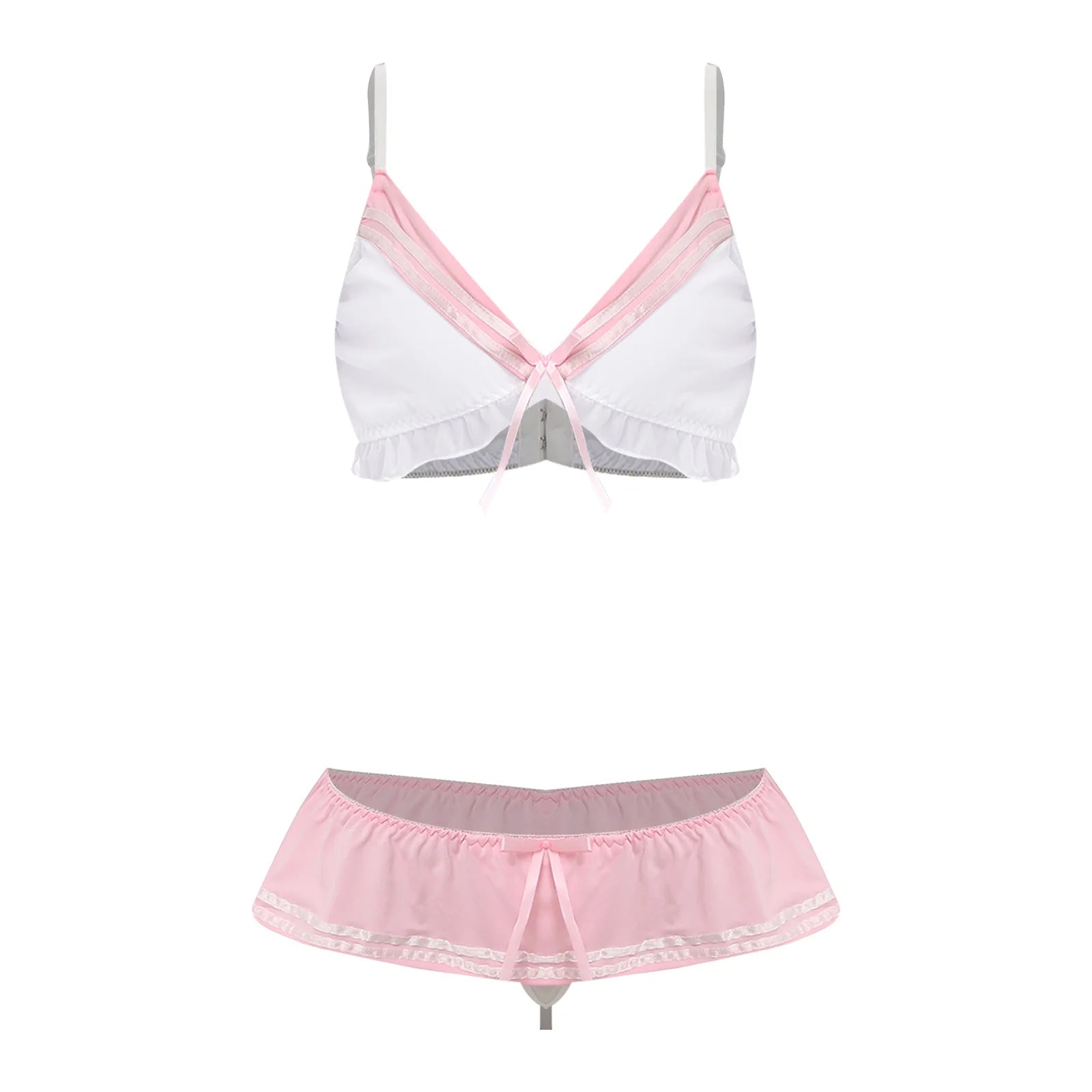 Women Two Pieces Sailor Bikini Swimsuit Swimwear Set Adjustable Shoulder Straps Bra Top with Elastic Waistband Skirted G-string