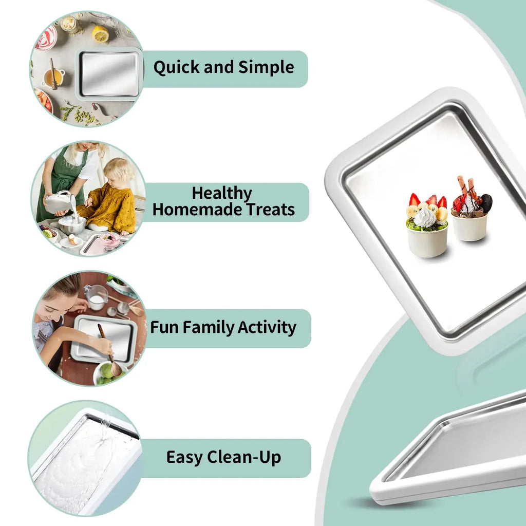 Multifunctional Rolled Ice Cream Maker - Cold Sweet Fried Ice Pan - DIY Household Frozen Yogurt Maker - For Homemade Stir-Fried