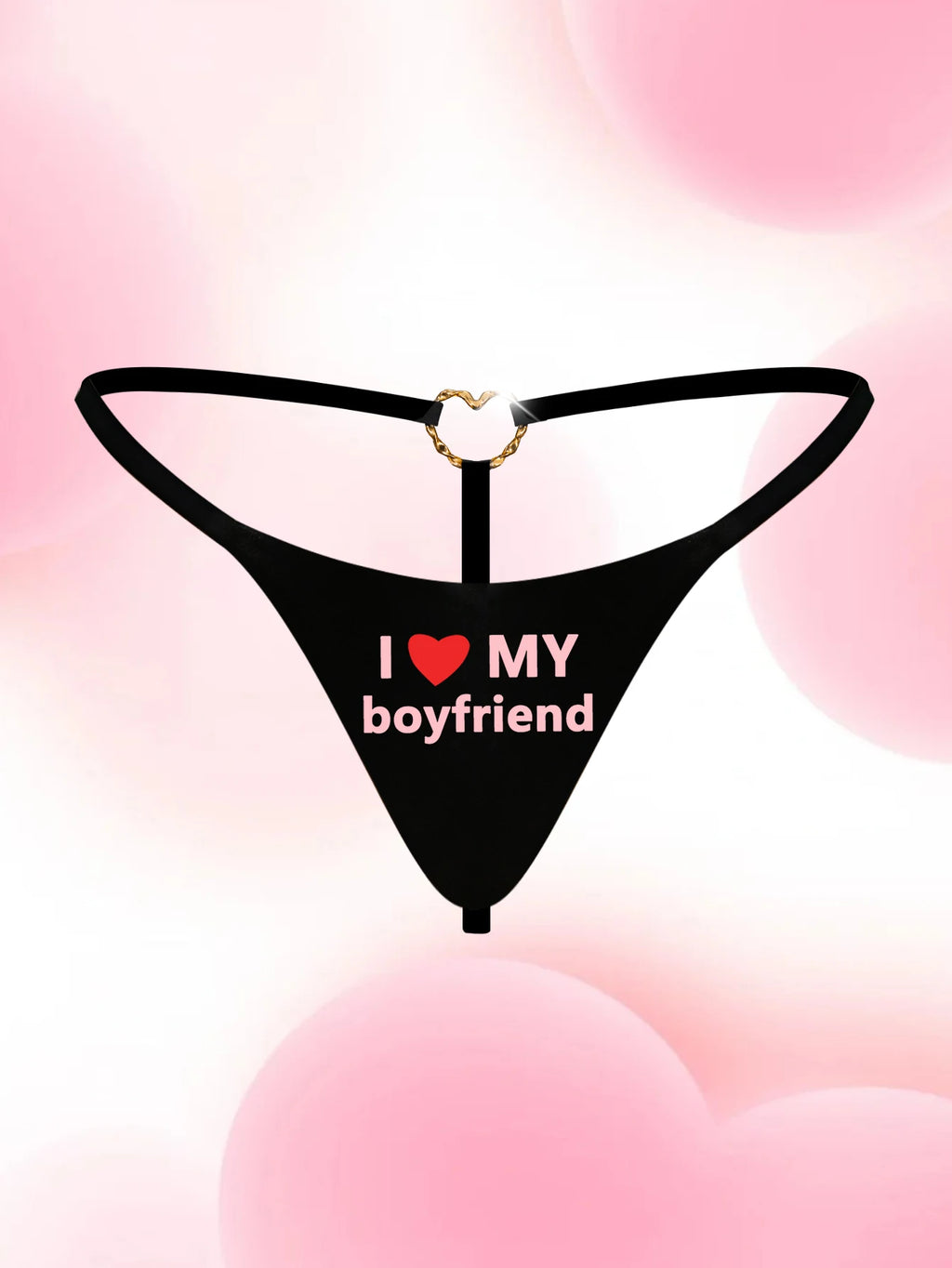 Varsbaby Cheeky Letter G-string Underwear with I love my boy friend Print Panties Playful Thong Seamless T-back Bikini