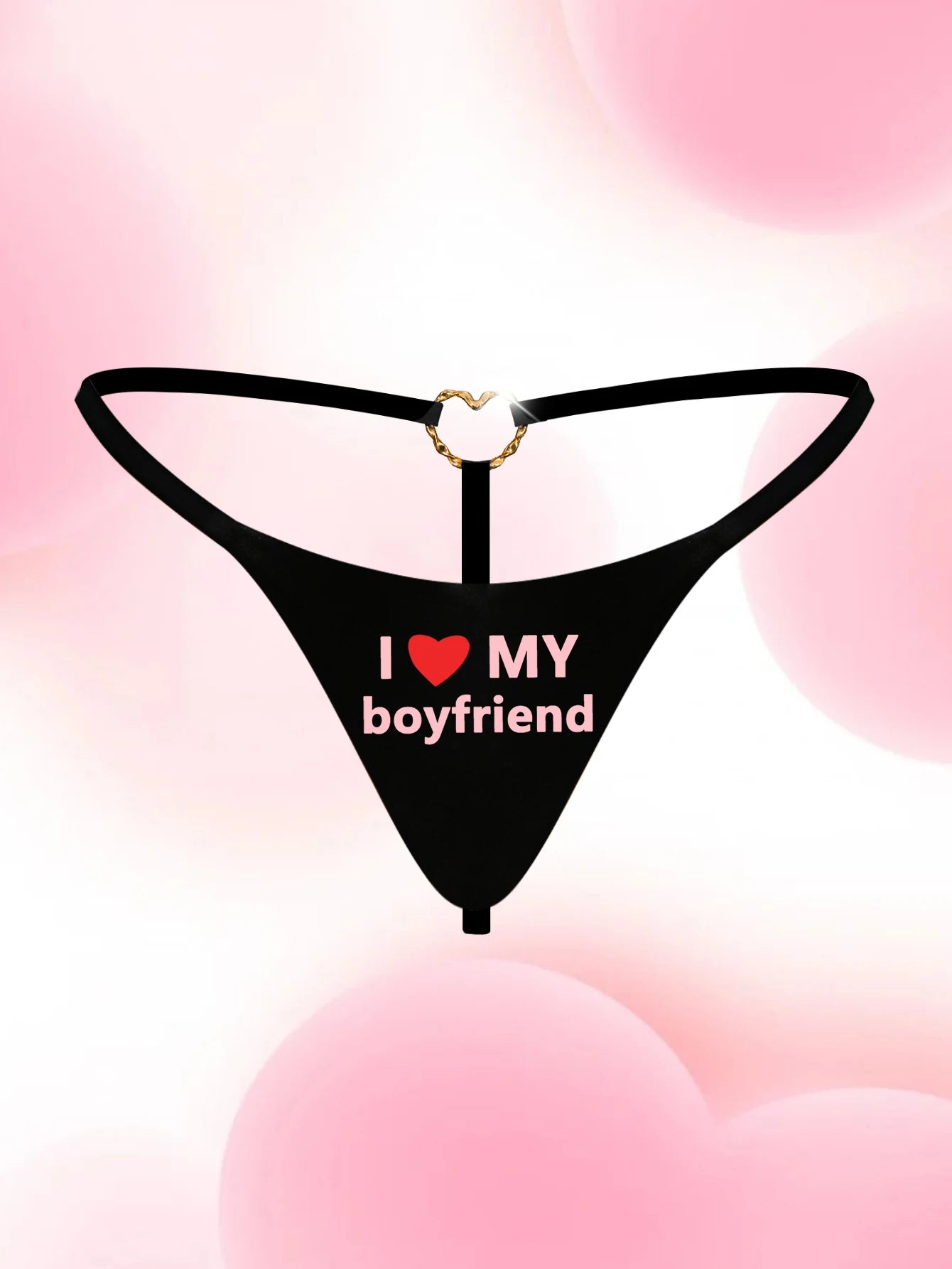Varsbaby Cheeky Letter G-string Underwear with I love my boy friend Print Panties Playful Thong Seamless T-back Bikini