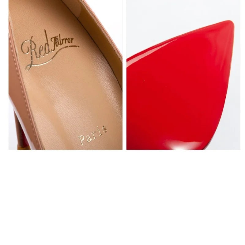 Heels For women 2025 Trend Leather Luxury Red Bottom High Heels 12cm Pointed Toe Stiletto Pumps Elegant Sexy Party Wedding Shoes
