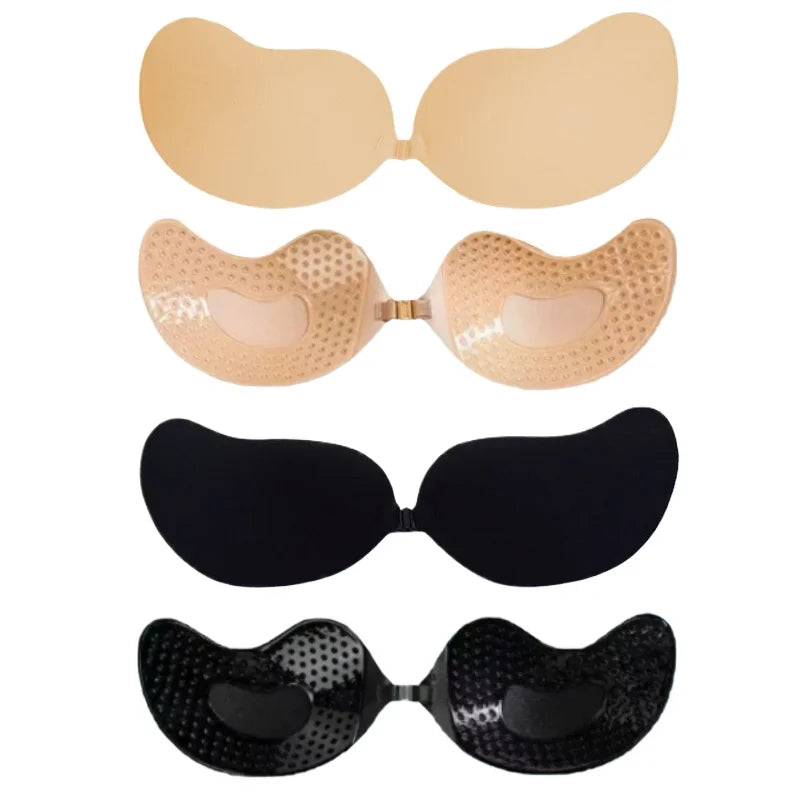 3pcs Women Invisible Push Up Bra Backless Strapless Bra Seamless Front Closure Bralette Underwear Silicone Self-Adhesive Bra Pad