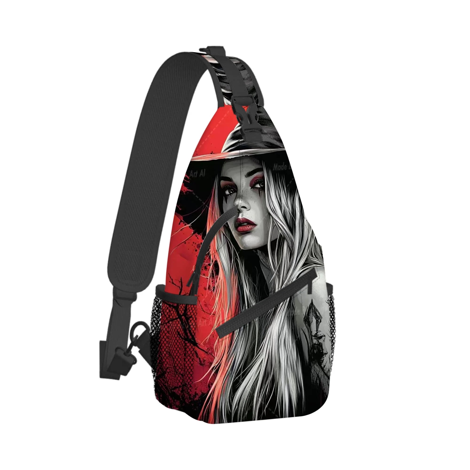 Beautiful Woman 3D Cartoon Large Capacity Chest Bag for Boy/girl Polyester Portable Outdoor Sports Leisure Fashion Messenger Bag