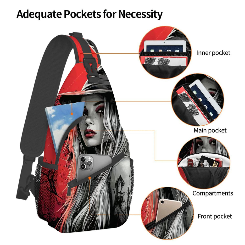 Beautiful Woman 3D Cartoon Large Capacity Chest Bag for Boy/girl Polyester Portable Outdoor Sports Leisure Fashion Messenger Bag
