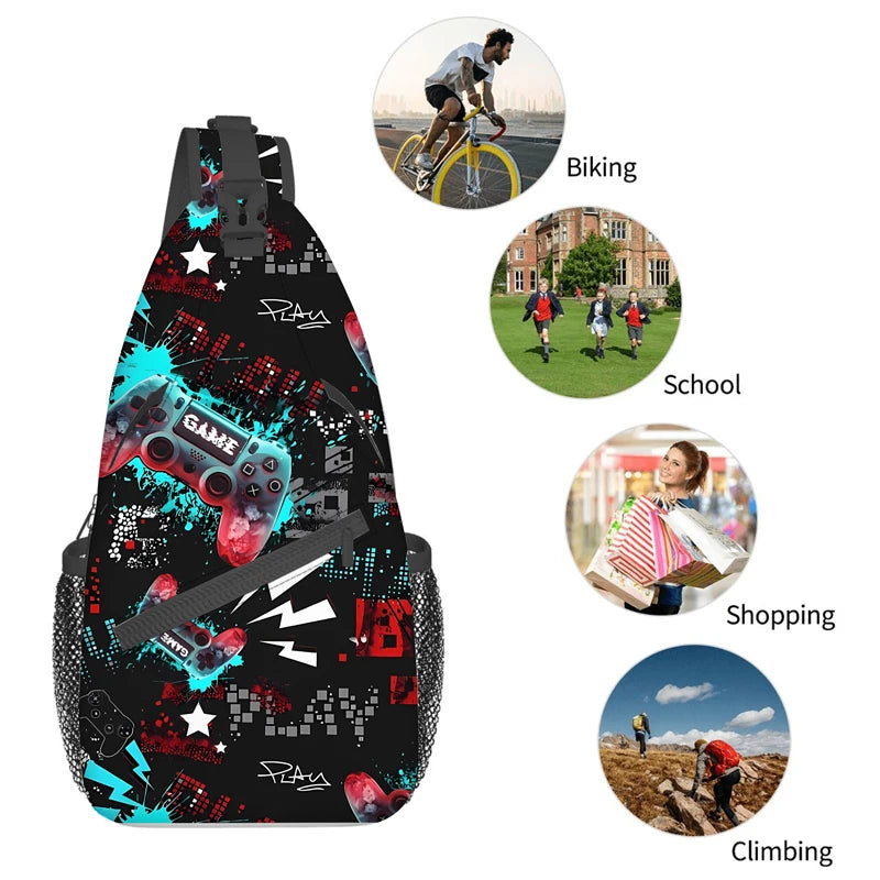 Game Console Chest Bag Boy/Girls Best Gift 3D Cartoon Large Capacity Outdoor Sports Leisure Fashion Fitness Bag for Children