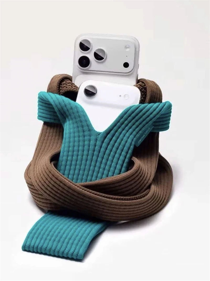 Portable Knitted Nylon Mobile Phone Bag Case for IPhone 17 Air 16 15 14 13 Pro Max Plus 17Air 17Pro 16Pro i17 Pocket Pouch Cover