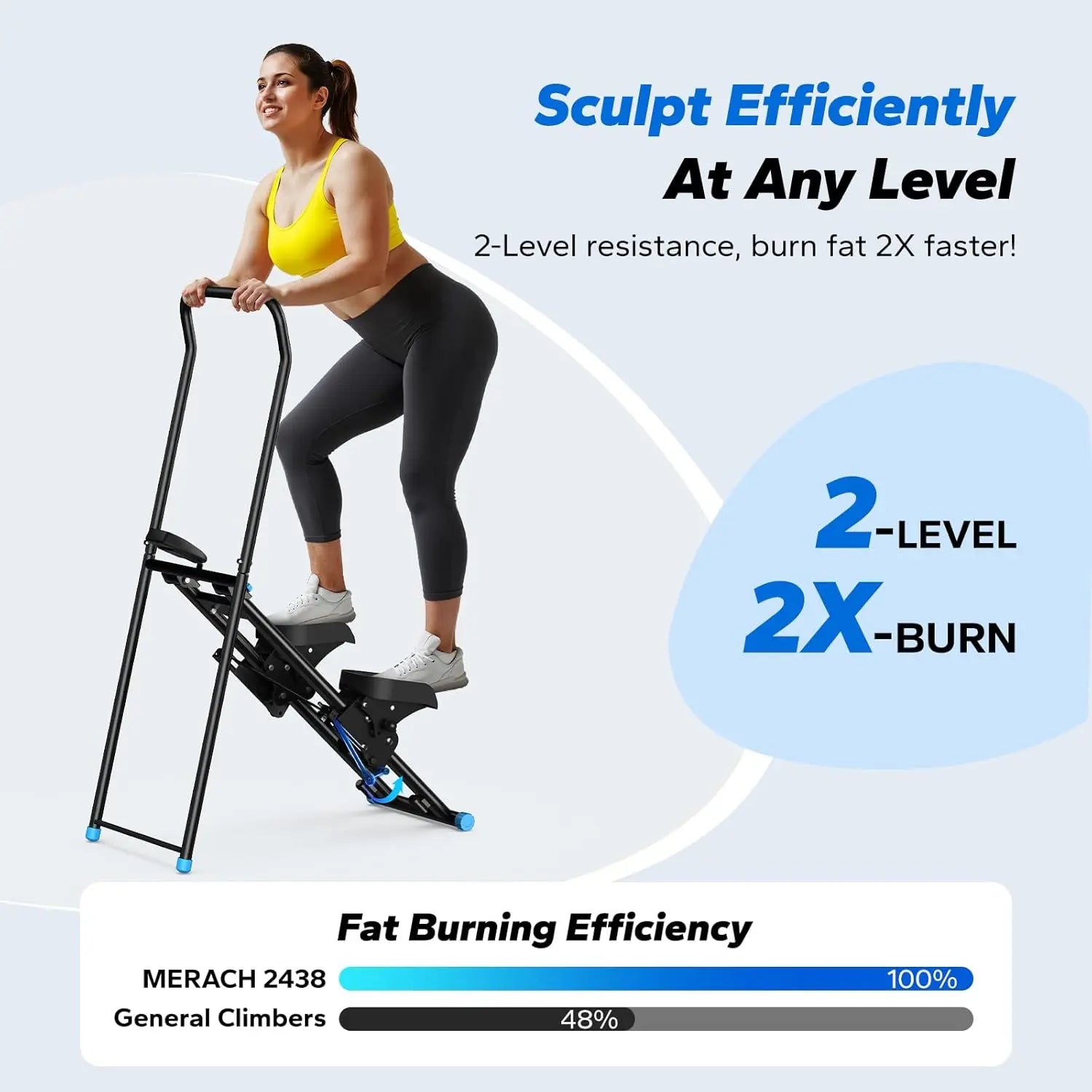 Stair Stepper for Home Gym Exercise, New Version Stairmaster for Full-Body Workout, Compact Folding Stair Climber with Extended