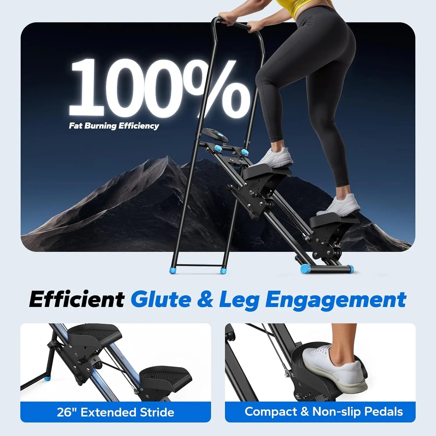 Stair Stepper for Home Gym Exercise, New Version Stairmaster for Full-Body Workout, Compact Folding Stair Climber with Extended