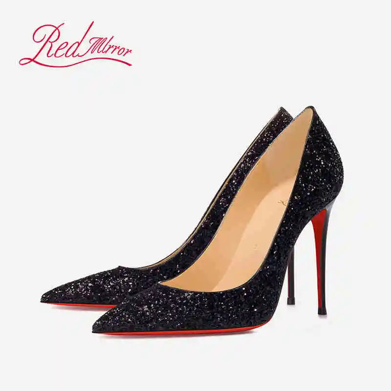 Black Women's elegant high heels Red Shiny Bottoms Luxury Brand Women heels trend Pointed Toe Sexy Party Pumps shoes Women