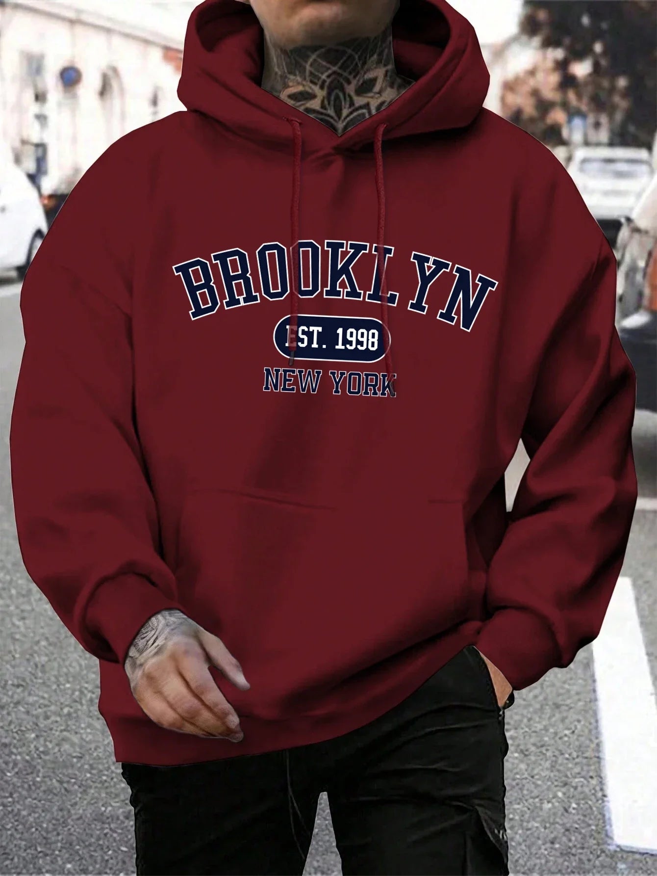 Men Hoodies Harajuku Crewneck Hoodie Fashion Oversize Hoody Autumn Comfortable Tracksuit Brooklyn Est 1998 New York Printing
