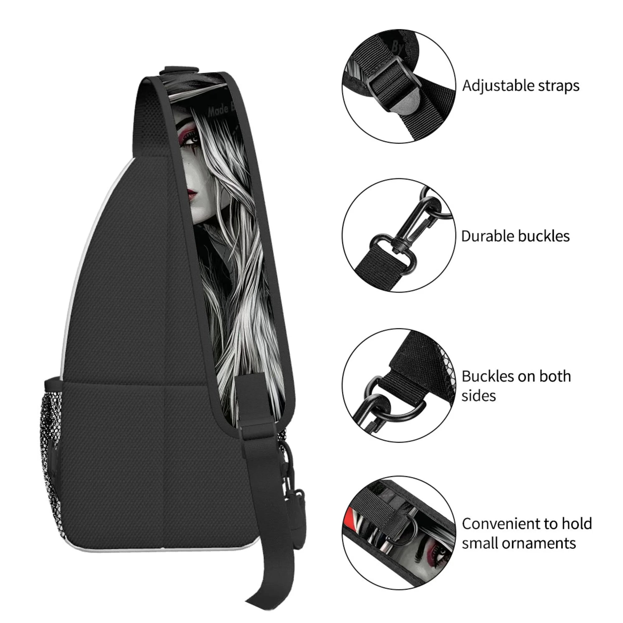 Beautiful Woman 3D Cartoon Large Capacity Chest Bag for Boy/girl Polyester Portable Outdoor Sports Leisure Fashion Messenger Bag