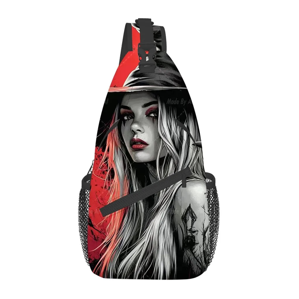 Beautiful Woman 3D Cartoon Large Capacity Chest Bag for Boy/girl Polyester Portable Outdoor Sports Leisure Fashion Messenger Bag