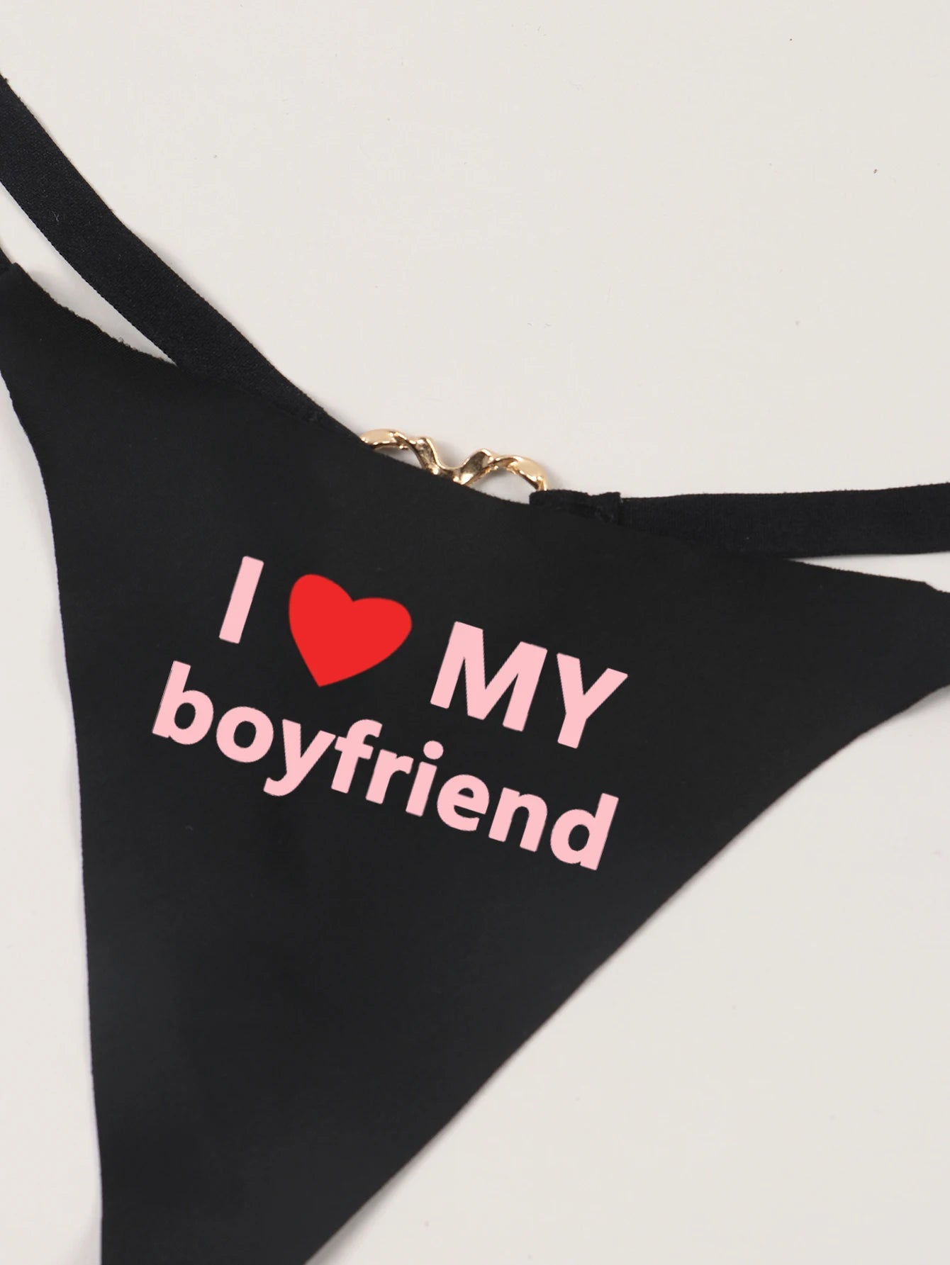 Varsbaby Cheeky Letter G-string Underwear with I love my boy friend Print Panties Playful Thong Seamless T-back Bikini