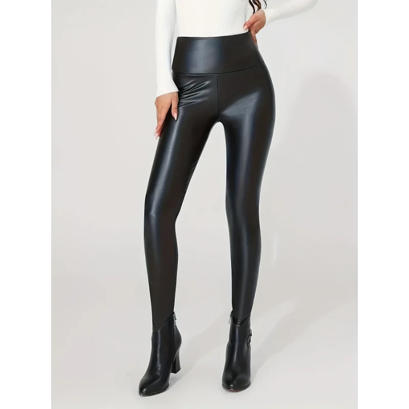 Trendy New Women's Leggings High Waisted Tight and Sexy Faux Leather Pants Colorful Yoga Pants for Women