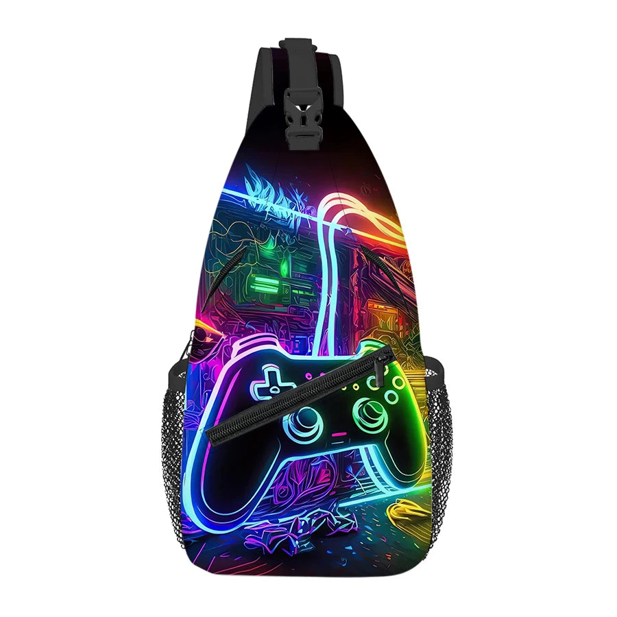 Game Console Chest Bag Boy/Girls Best Gift 3D Cartoon Large Capacity Outdoor Sports Leisure Fashion Fitness Bag for Children