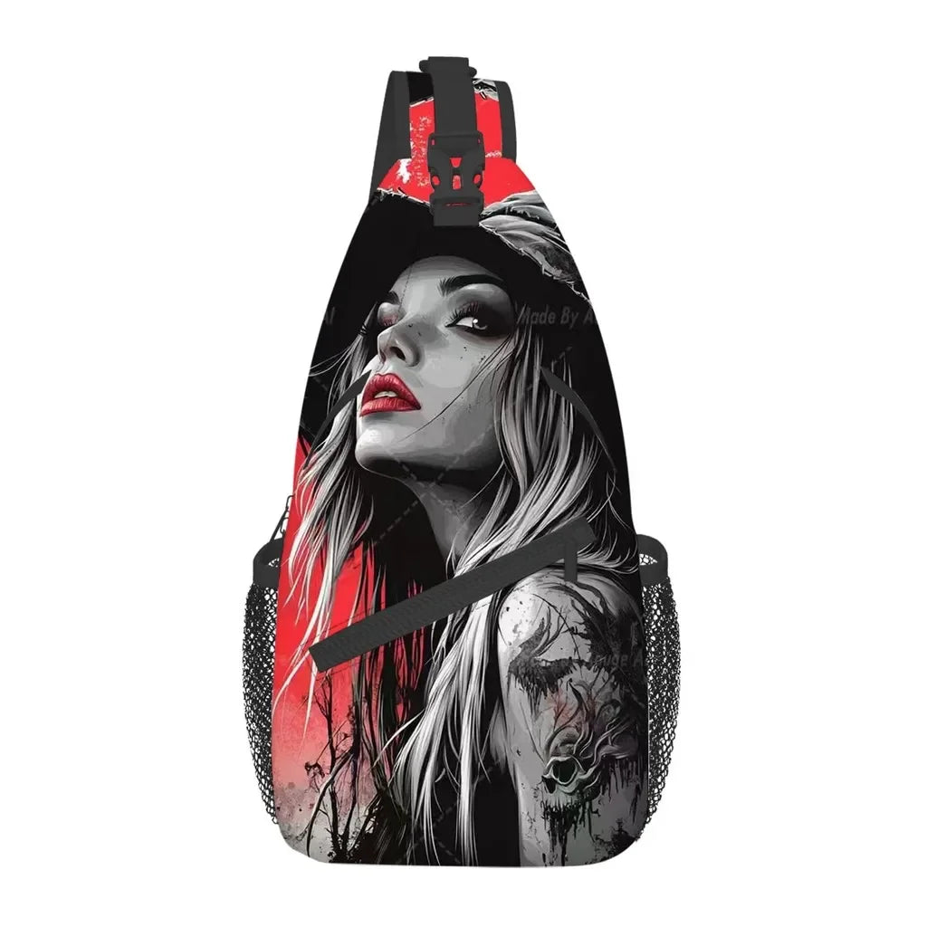 Beautiful Woman 3D Cartoon Large Capacity Chest Bag for Boy/girl Polyester Portable Outdoor Sports Leisure Fashion Messenger Bag