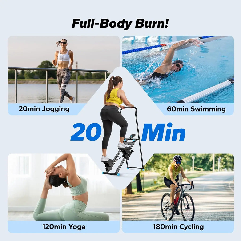 Stair Stepper for Home Gym Exercise, New Version Stairmaster for Full-Body Workout, Compact Folding Stair Climber with Extended