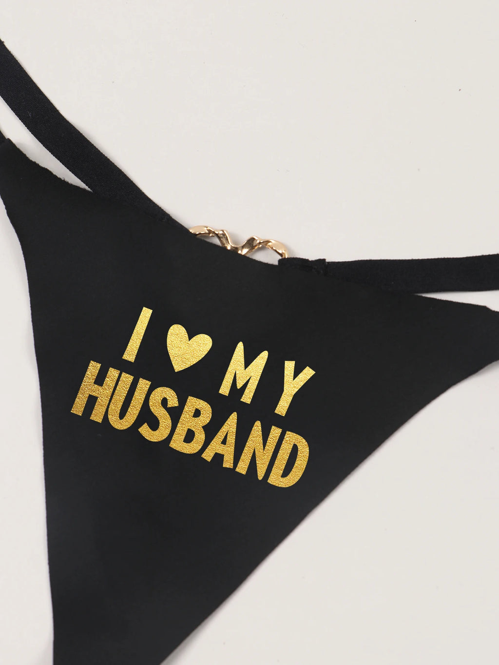 Varsbaby Cheeky Letter Printed G-string Underwear with I love my husband Prints Panties Playful Seamless T-back Bikini Thong