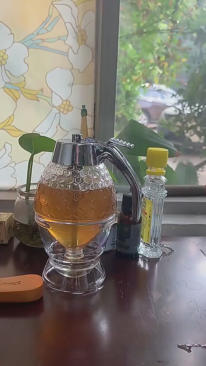 1set Squeezing Bottle Plastic Sealed Can Creative press type honey jar Funnel syrup pot with base Honey syrup sealed jar